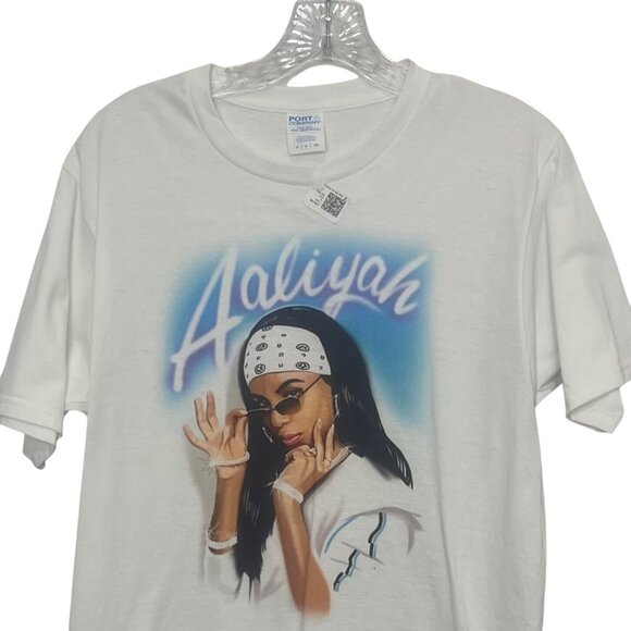 Aaliyah Graphic Tshirt Mens Small White Port & Company Fan Concert - Picture 3 of 9
